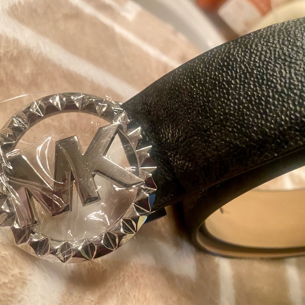 Michael Kors Original Logo Belt with Silver Buckle Medium